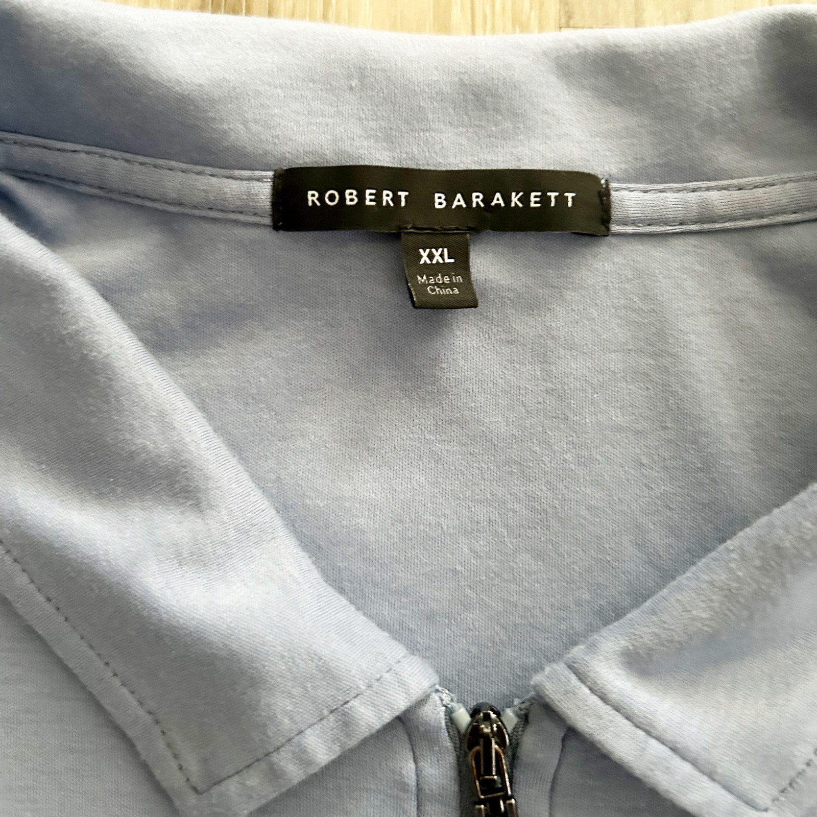 Robert Barakett Pima Cotton Georgia Zip Polo “Blue Fog” Blue Mens Sz Xxl Euc — image 2 of 7